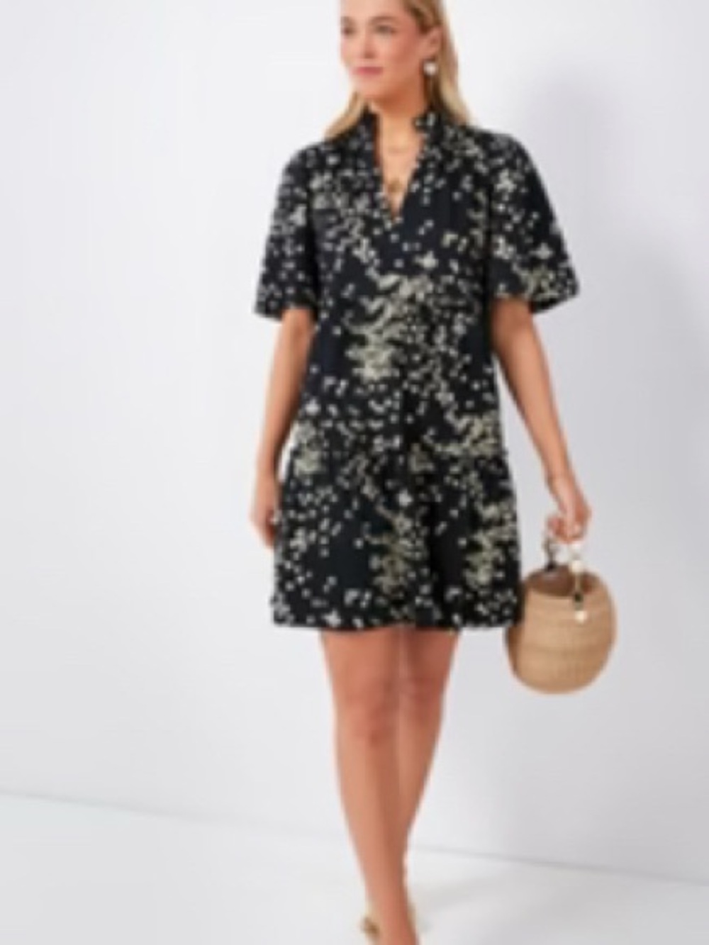Tuckernuck Black Tossed Floral Crawford Dress, Small